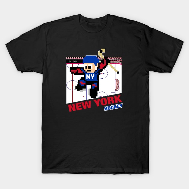 New York Hockey 8 bit cartridge design T-Shirt by MulletHappens